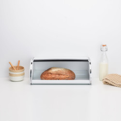 Cutie de pâine Brabantia Roll Top 1003250, 16 l, 44.5x26 cm, Construcție ușoară și robustă, Alb/Inox