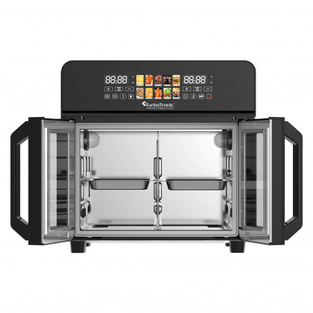 Friteuza - cuptor TurboTronic TT-AFO240, 2600W, 23 L, 10 programe, 50-200C, Grill, Afisaj LED, Timer, Negru