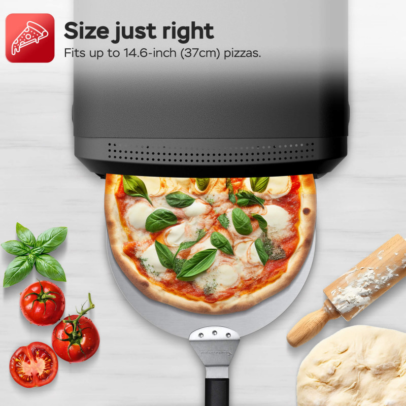 Cuptor pentru pizza TurboTronic TT-PO13, 2200W, 20L, 400°C, 37 cm, Timer, Negru