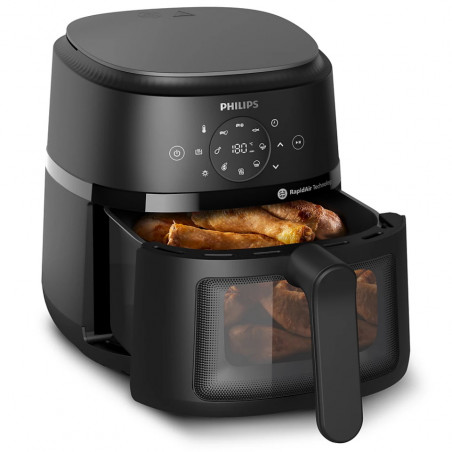 Friteuza cu aer cald AirFryer Philips NA220/00, 1500W, 4.2L, 60-200°C, 13 programe, Timer, Negru