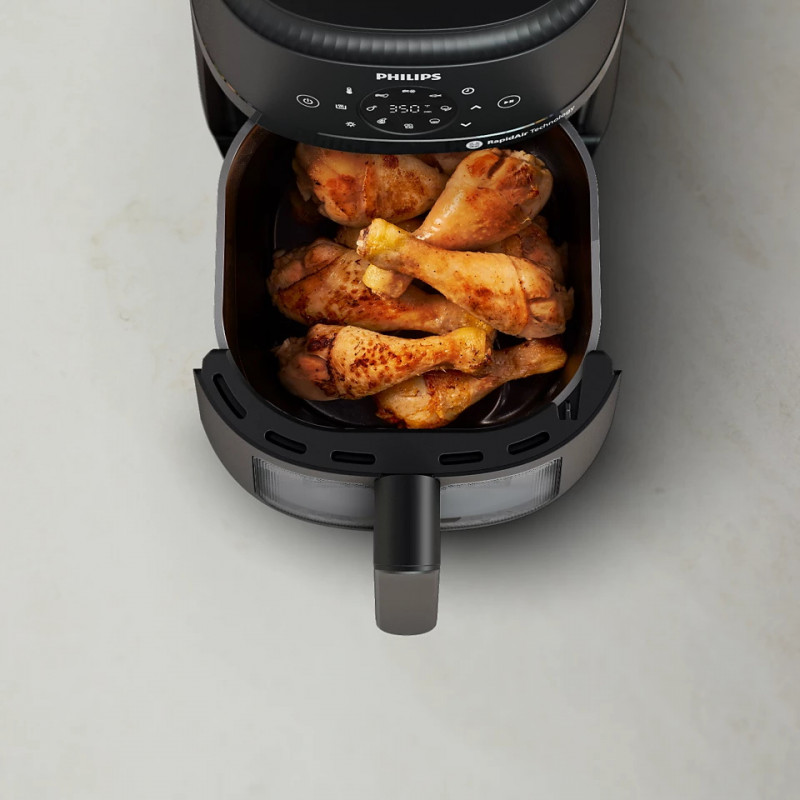 Friteuza cu aer cald AirFryer Philips NA220/00, 1500W, 4.2L, 60-200°C, 13 programe, Timer, Negru