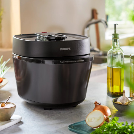 Multicooker Philips HD2151/40, 1000 W, 5 L, 35 programe, 18 sisteme de protectie, Afisaj LCD, Timer, Vegru