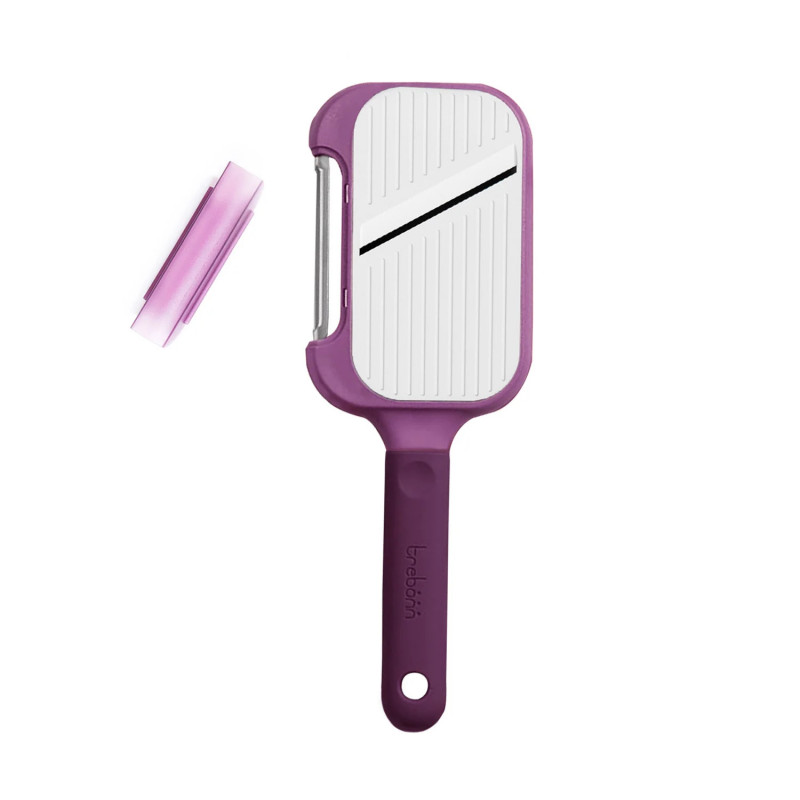 Razatoare de mana si feliator 2in1 Trebonn Peel + Slice 1420213, 25 cm, Otel inoxidabil, Protectie pentru degete, Violet