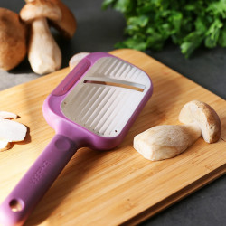 Razatoare de mana si feliator 2in1 Trebonn Peel + Slice 1420213, 25 cm, Otel inoxidabil, Protectie pentru degete, Violet