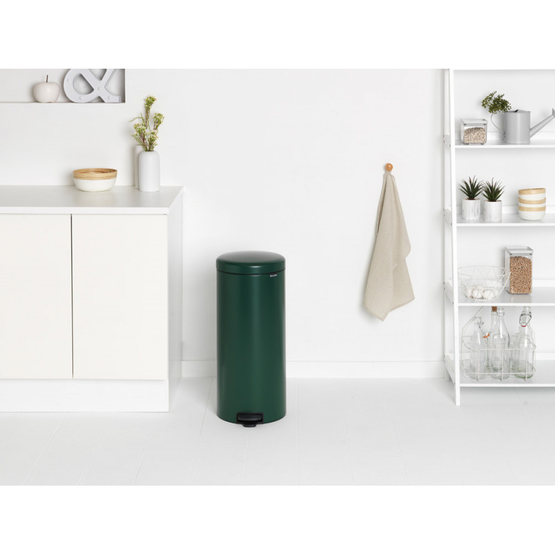 Cos de gunoi cu pedala Brabantia NewIcon 1003210, 30 L, Inchidere lina, Baza antiderapanta, Verde inchis