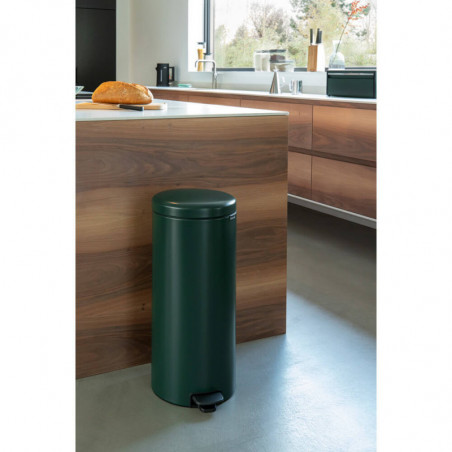 Cos de gunoi cu pedala Brabantia NewIcon 1003210, 30 L, Inchidere lina, Baza antiderapanta, Verde inchis