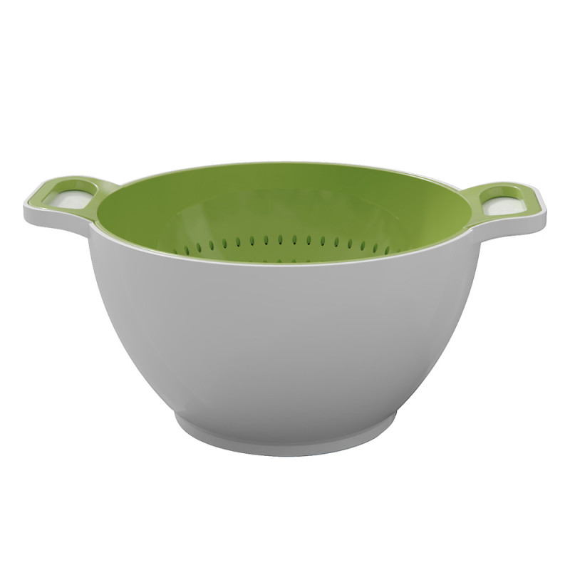 Bol cu strecuratoare Trebonn DUO - Large 1824100, 2 L, 23.5x13 cm, Melamina, Alb/Verde