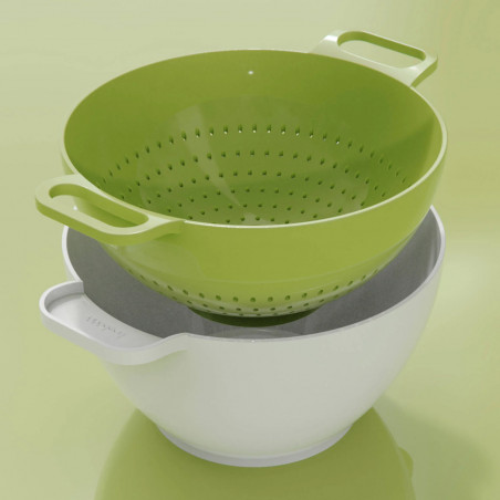 Bol cu strecuratoare Trebonn DUO - Large 1824100, 2 L, 23.5x13 cm, Melamina, Alb/Verde