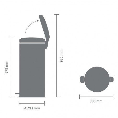 Cos de gunoi cu pedala Brabantia NewIcon 1003210, 30 L, Inchidere lina, Baza antiderapanta, Verde inchis