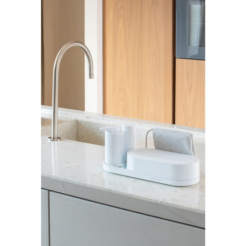 Set chiuvete Brabantia SinkStyle 1008503, 3 bucăți, 200 ml, Mineral coated, Alb