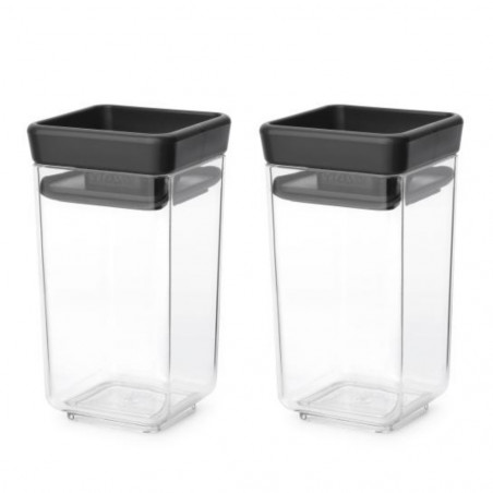 Set 2 borcane pentru condimente Brabantia Tasty+ Stackable 1008883, 150 ml, Fara BPA, Capac, Transparent/Gri inchis