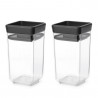 Set 2 borcane pentru condimente Brabantia Tasty+ Stackable 1008883, 150 ml, Fara BPA, Capac, Transparent/Gri inchis