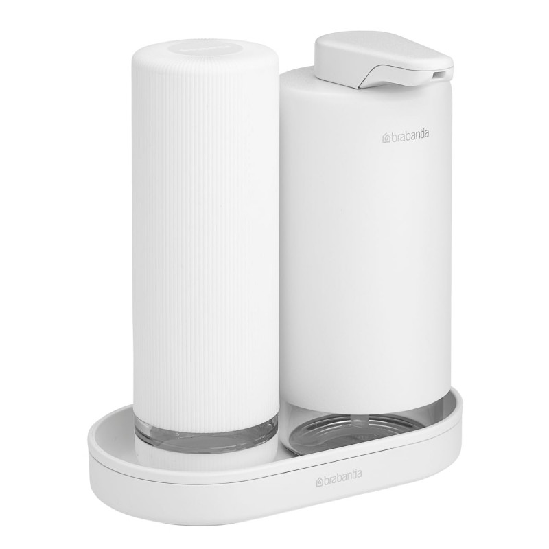 Set 2 dozatoare detergent de vase / sapun lichid Brabantia SinkStyle 1008505, 200 ml, Cu strat mineral, Alb