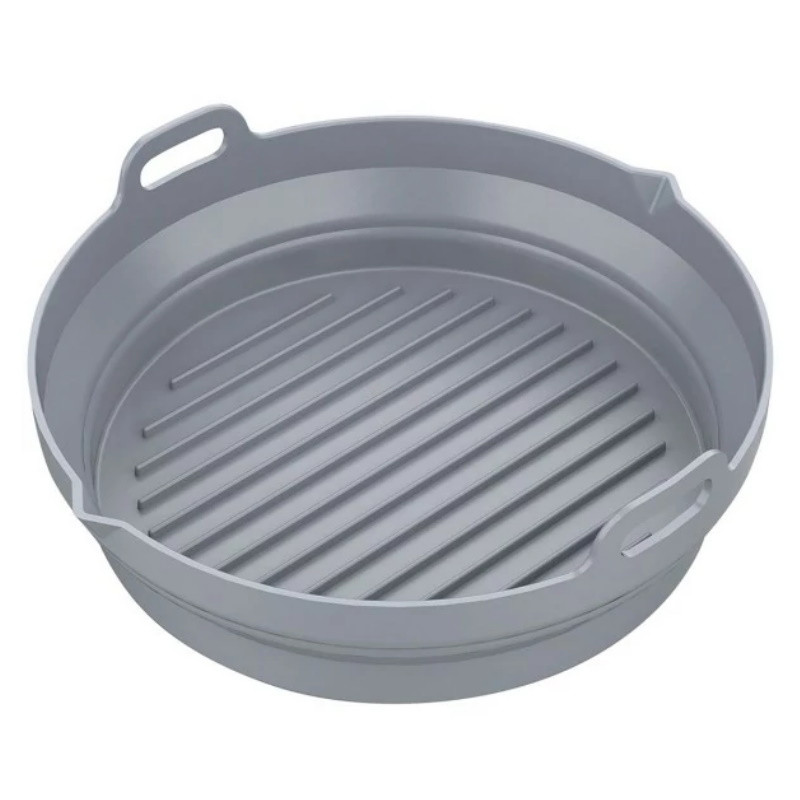 Set 2 forme din silicon pentru Airfryer Klausberg KB 7789, 20x21.3 cm, Pana la 230°C, Rotund, Fara BPA, Gri