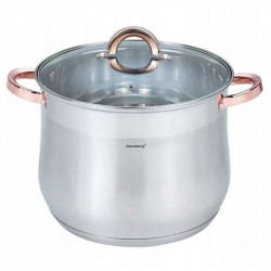 Oala Klausberg KB 7794, 10,7 l, 26 cm, Capac din sticla, Fund multistrat, Inductie, Inox/roz auriu