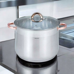 Oala Klausberg KB 7794, 10,7 l, 26 cm, Capac din sticla, Fund multistrat, Inductie, Inox/roz auriu