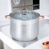 Oala Klausberg KB 7794, 10,7 l, 26 cm, Capac din sticla, Fund multistrat, Inductie, Inox/roz auriu