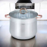 Oala Klausberg KB 7797, 18,7 L, 32 cm, Capac din sticla, Fund multistrat, Inductie, Inox/roz auriu