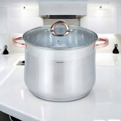 Oala Klausberg KB 7796, 16l, 30cm, Capac din sticla, Fund multistrat, Inductie, Inox/roz auriu