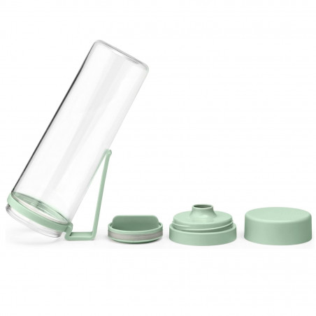 Sticla Brabantia Make&Take 1006279, 500 ml, Cu filtru, Protectie impotriva scurgerilor, Deschidere larga, Transparent/Verde