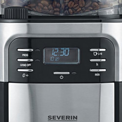 Cafetiera cu rasnita Severin KA 4810, 1000W, 1,35 L, Afisaj LCD, 3 setari, Negru/Argintiu