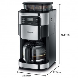 Cafetiera cu rasnita Severin KA 4810, 1000W, 1,35 L, Afisaj LCD, 3 setari, Negru/Argintiu