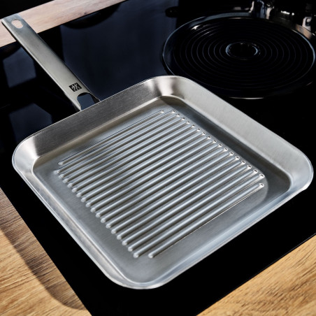 Tigaie grill Zwilling Joy Plus 40996024, 24 cm, Otel inoxidabil 18/10, Inductie, Argintiu