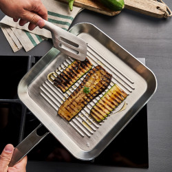 Tigaie grill Zwilling Joy Plus 40996024, 24 cm, Otel inoxidabil 18/10, Inductie, Argintiu