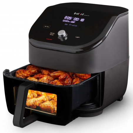 Friteuza cu aer cald Instant Pot Vortex Plus Clearcook Hot Air Fryer 140309701, 1700W, 5.7L, 6 programe, 35-205°C, Iluminare interioara, Negru