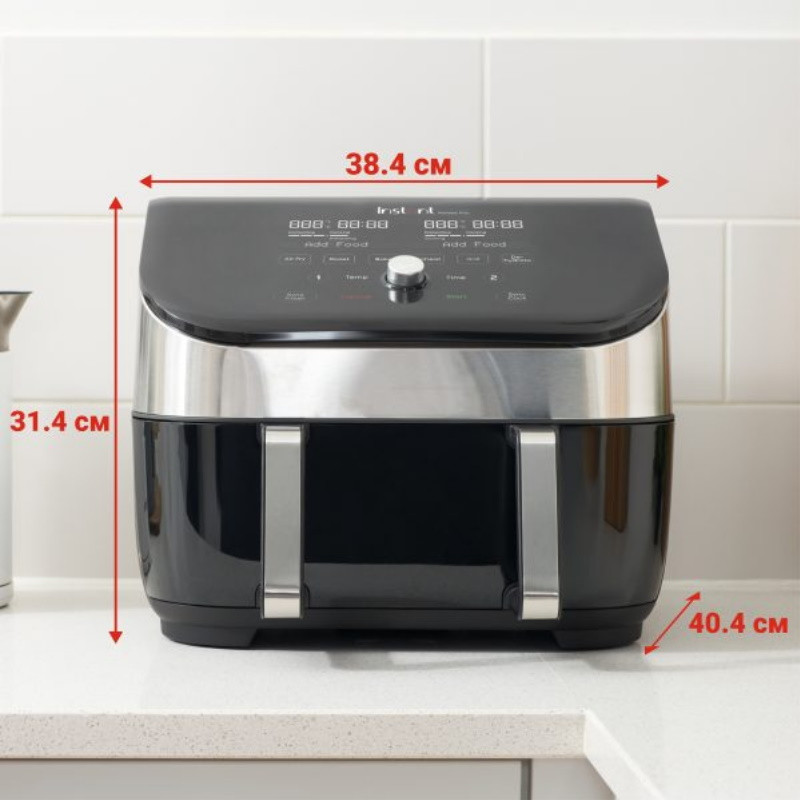 Friteuza cu aer cald Instant Pot Vortex Plus VersaZone ClearCook 140410001, 2 zone, 1700W, 8.5L, 6 programe, SyncCook, SyncFinish, Negru/Gri