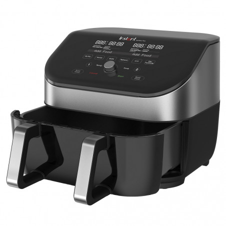 Friteuza cu aer cald Instant Pot Vortex Plus VersaZone ClearCook 140410001, 2 zone, 1700W, 8.5L, 6 programe, SyncCook, SyncFinish, Negru/Gri