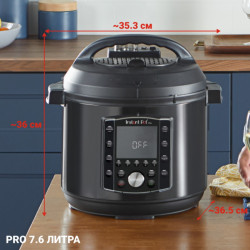 Multicooker Instant Pot PRO 8 113005701, 1400W, 7.6L, Vas otel inoxidabil, 28 programe, 11 sisteme de siguranta, Negru