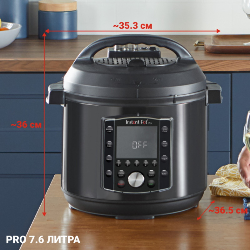 Multicooker Instant Pot PRO 8 113005701, 1400W, 7.6L, Vas otel inoxidabil, 28 programe, 11 sisteme de siguranta, Negru