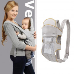 Port-bebe BREATHABLE BABY 5306, Ergonomic, Bretele reglabile, Ventilatoare din plasă, Gri