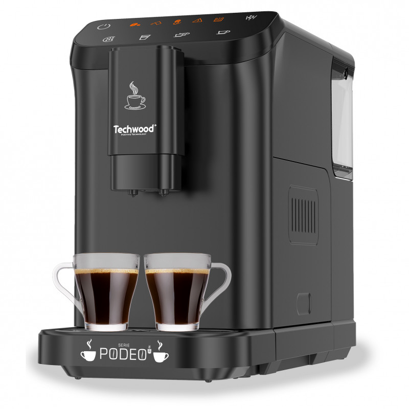 Espressor automat Techwood TCA-1315AEX, 1350W, 15 bar, 1.5 L, Cafea boabe, 4 functii, Touch butoane, Rasnita, Negru