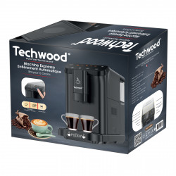 Espressor automat Techwood TCA-1315AEX, 1350W, 15 bar, 1.5 L, Cafea boabe, 4 functii, Touch butoane, Rasnita, Negru