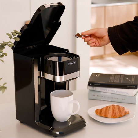 Cafetiera Rosberg R51170D, 350W, 150 ml, Cana, Oprire automata, Negru