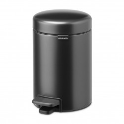 Cos de gunoi cu pedala Brabantia NewIcon 1008834, 3 L, Inchidere lina, Baza antiderapanta, Gri inchis