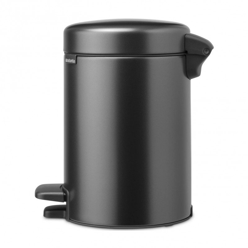 Cos de gunoi cu pedala Brabantia NewIcon 1008834, 3 L, Inchidere lina, Baza antiderapanta, Gri inchis