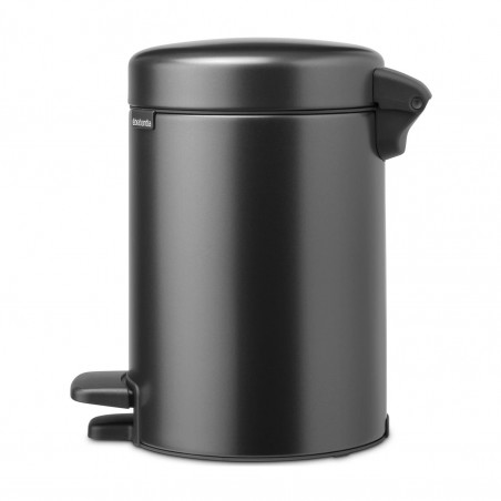 Cos de gunoi cu pedala Brabantia NewIcon 1008834, 3 L, Inchidere lina, Baza antiderapanta, Gri inchis