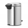 Cos de gunoi cu pedala Brabantia NewIcon 648998, 3 L, Inchidere usoara, Baza antiderapanta, Argintiu Mat