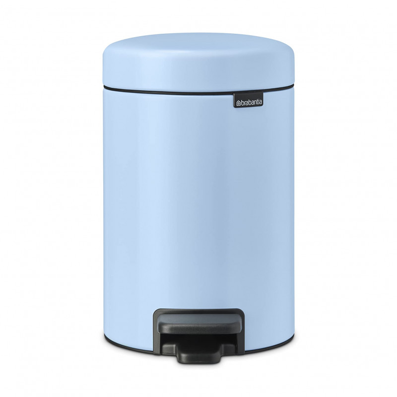 Cos de gunoi cu pedala Brabantia NewIcon 1005524, 3 L, Inchidere lina, Baza antiderapanta, Albastru deschis