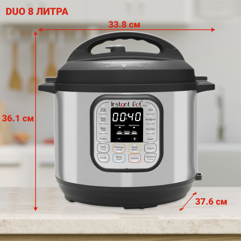 Multicooker Instant Pot 113006101, 1200W, 7.6 L, Vas otel inoxidabil, 13 programe, Pentru 8-12 portii, Functie Set and forget, Argintiu/Negru