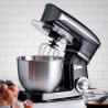 Mixer planetar Royalty Line RL-PKM1900.7, 1900W, 6.5 L, Cupa inox, 6 trepte de viteza + Pulse, Accesorii, Negru