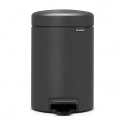 Cos de gunoi cu pedala Brabantia NewIcon 1001102, 3 L, Inchidere lina, Baza antiderapanta, Finisaj mineral, Gri inchis