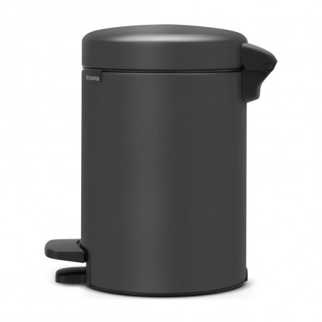 Cos de gunoi cu pedala Brabantia NewIcon 1001102, 3 L, Inchidere lina, Baza antiderapanta, Finisaj mineral, Gri inchis