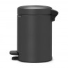 Cos de gunoi cu pedala Brabantia NewIcon 1001102, 3 L, Inchidere lina, Baza antiderapanta, Finisaj mineral, Gri inchis