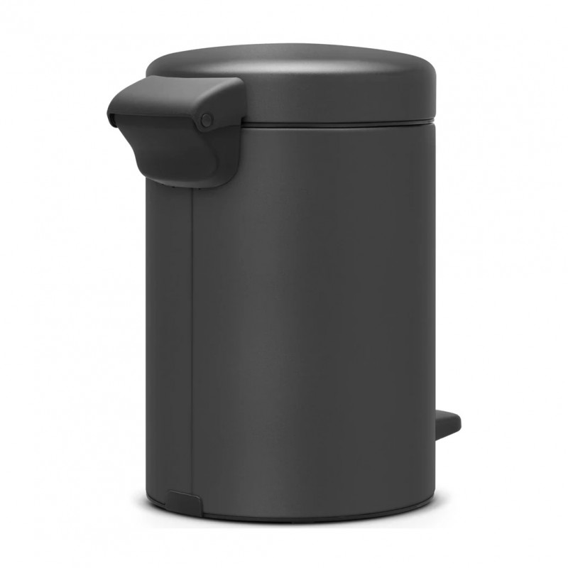 Cos de gunoi cu pedala Brabantia NewIcon 1001102, 3 L, Inchidere lina, Baza antiderapanta, Finisaj mineral, Gri inchis