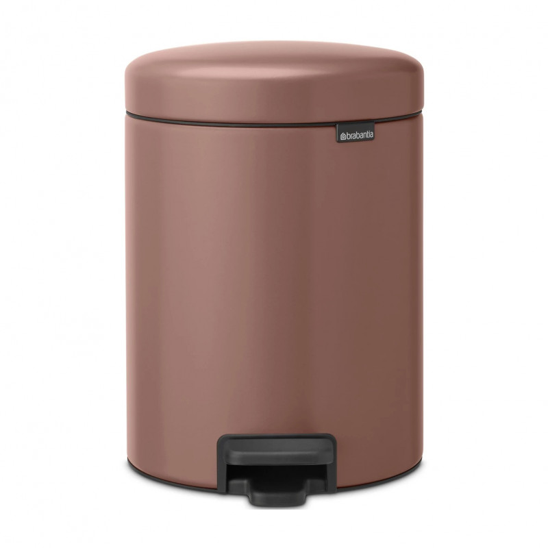 Cos de gunoi cu pedala Brabantia NewIcon 1008841, 5 L, Inchidere lina, Baza antiderapanta, Finisaj satinat, Maro