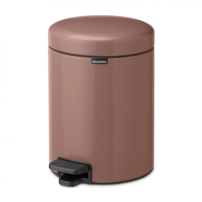 Cos de gunoi cu pedala Brabantia NewIcon 1008841, 5 L, Inchidere lina, Baza antiderapanta, Finisaj satinat, Maro